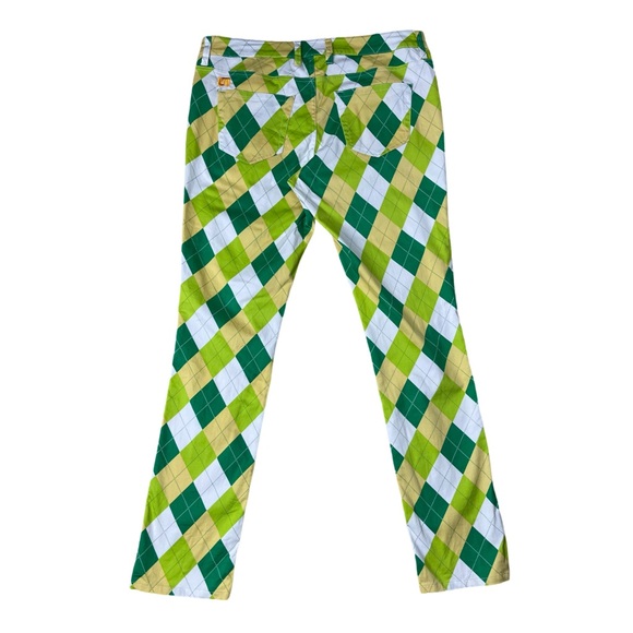 Loudmouth Golf Pants Argyle print slim Fit Women’s 34” Preppy Sporty Low Rise - Picture 3 of 10